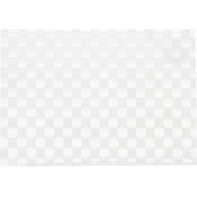 Set de table rectangulaire plastique effet tress&eacute; uni blanc