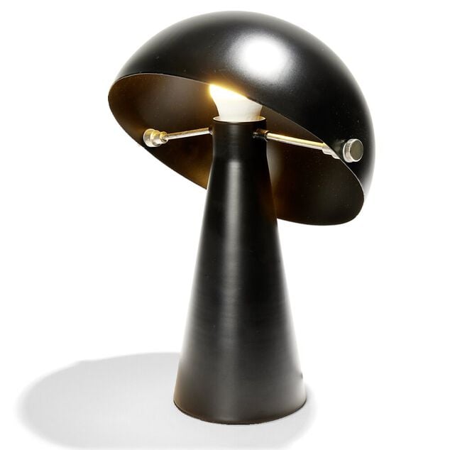 Lampe &agrave; poser forme champignon en fer H34cm noir