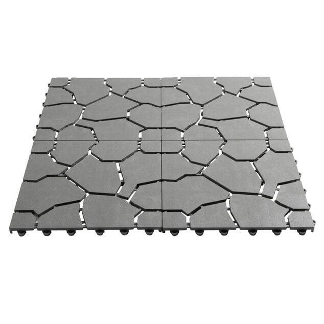 Dalle de chemin x5 clipsable imitation pierre grise 29x29cm