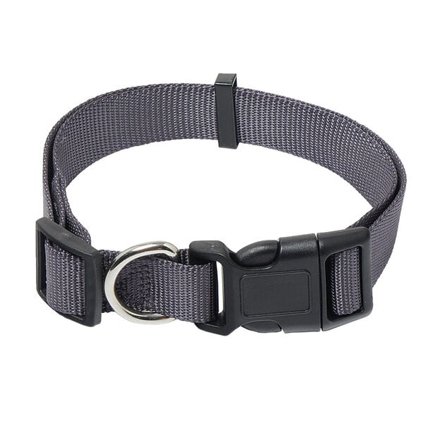 Collier pour chien polyester r&eacute;glable gris taille S