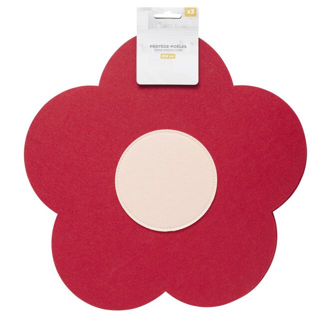Prot&egrave;ge-po&ecirc;le x3 feutrine forme fleur &Oslash;38cm (2 mod&egrave;les)