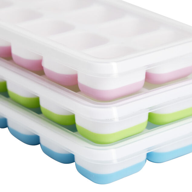 Bac &agrave; 14 gla&ccedil;ons avec couvercle 21x8cm - 3 coloris