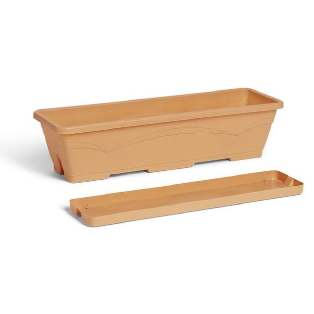 Lot de 3 balconni&egrave;res 6L - 50x15x17cm plastique terracotta