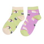 Chaussettes basses dépareillées motif sushi violet/vert - T36/40