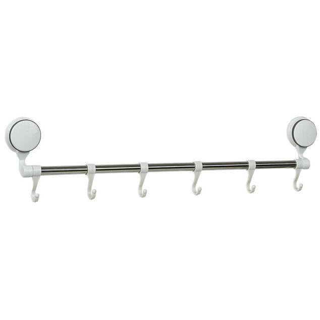Barre porte serviettes &agrave; ventouses 6 crochets L.60 cm