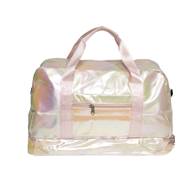 Sac de voyage femme aspect brillant 49x23xH30cm - 2 mod&egrave;les rose ou vert