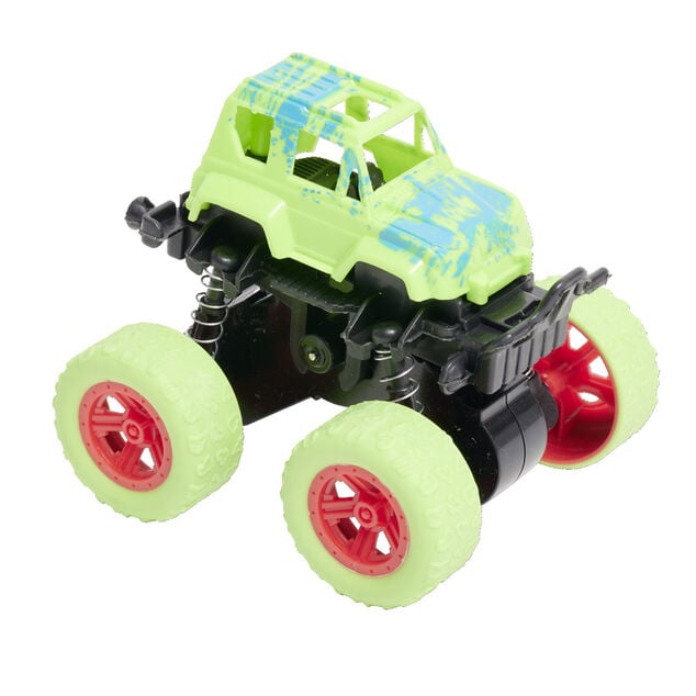 V&eacute;hicule &agrave; friction type 4x4 monster truck en plastique vert 8,7x7,8xH7,5cm