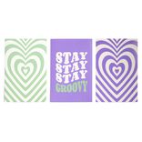 Lot de 3 affiches papier vert et violet 10x15cm