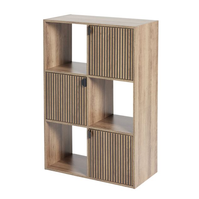&Eacute;tag&egrave;re Adam 6 cases 3 portes en bois brun L60xP29,5xH90cm