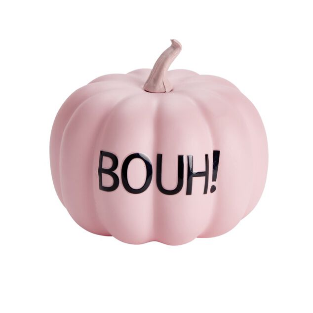 Citrouille d&eacute;corative &agrave; poser pastel inscription BOUH! &Oslash;9,4xH8cm (2 mod&egrave;les)