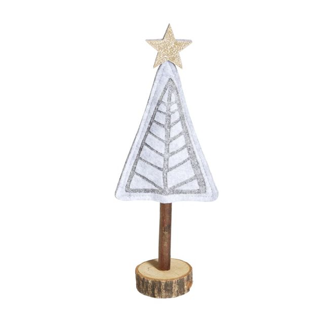Sapin feutrine et bois &agrave; poser H27cm