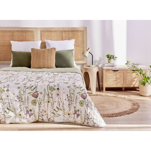 Banc de rangement en bois et rotin Kanna 2 cases 80x35xH45cm