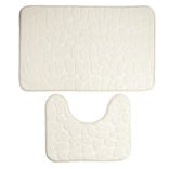 Ensemble tapis de bain et contour WC à mémoire de forme beige ou gris