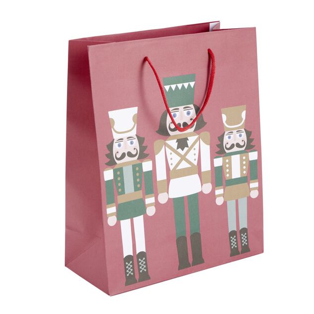 Sac cadeau Noël motif soldat Casse Noisette rouge et vert 26x12xH32,5cm