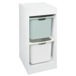 Structure bois blanc pour 2 bacs de rangement coulissants 44x32,9xH68,3cm