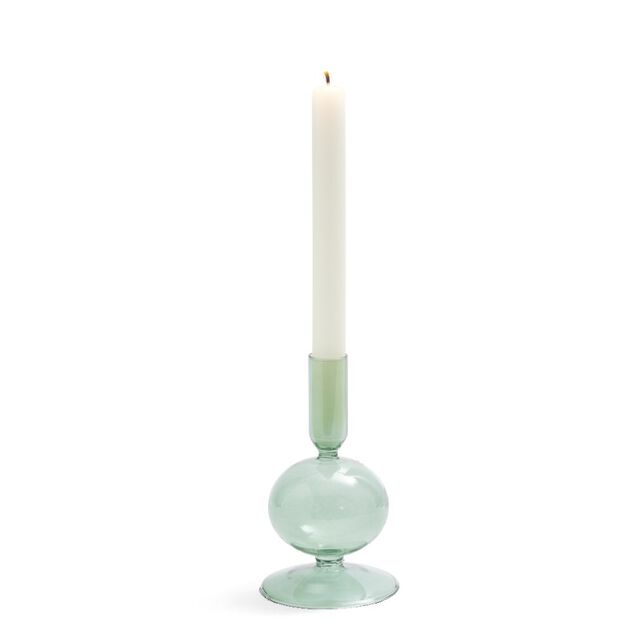 Bougeoir boule chandelier verre vert &Oslash;8,7xH15cm