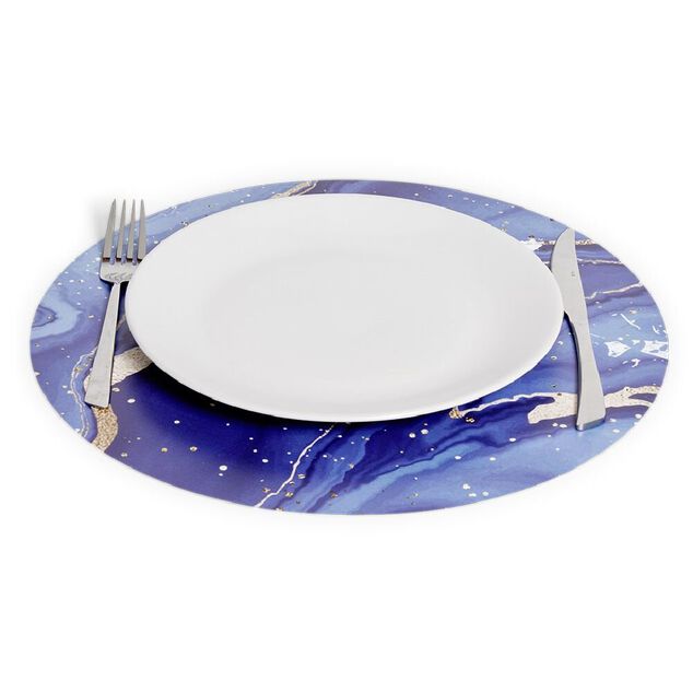 Set de table rond motif marbre rose ou bleu &Oslash;38cm