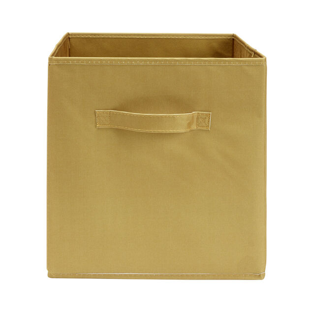 Panière de rangement Box Cube cartonnée jaune moutarde 31x31xH29cm