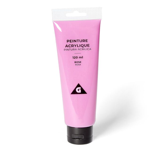 Tube peinture acrylique 120ml rose