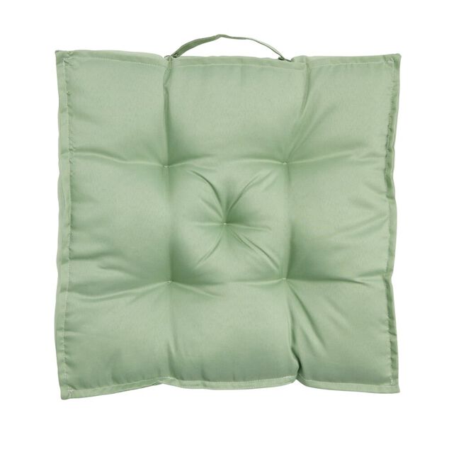 Coussin de sol assise carr&eacute;e matelass&eacute;e vert 45x45cm