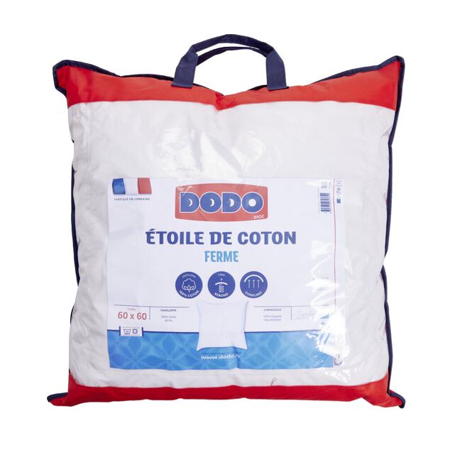 Oreiller ferme 60 x 60 cm blanc DODO enveloppe coton