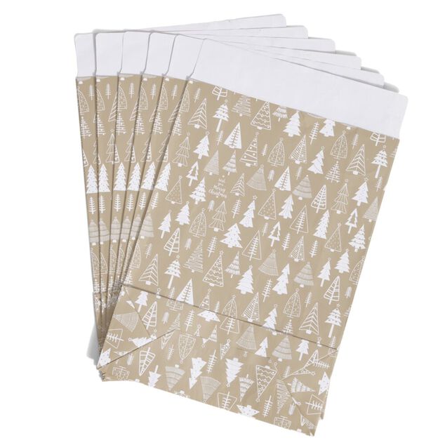Enveloppe cadeau papier No&euml;l motif sapin x6 - 20x8xH28cm