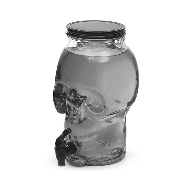 Distributeur de boisson t&ecirc;te de mort en verre 5L