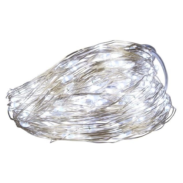 Guirlande &eacute;lectrique cuivre 200 microLED 20m d'&eacute;clairage blanc froid