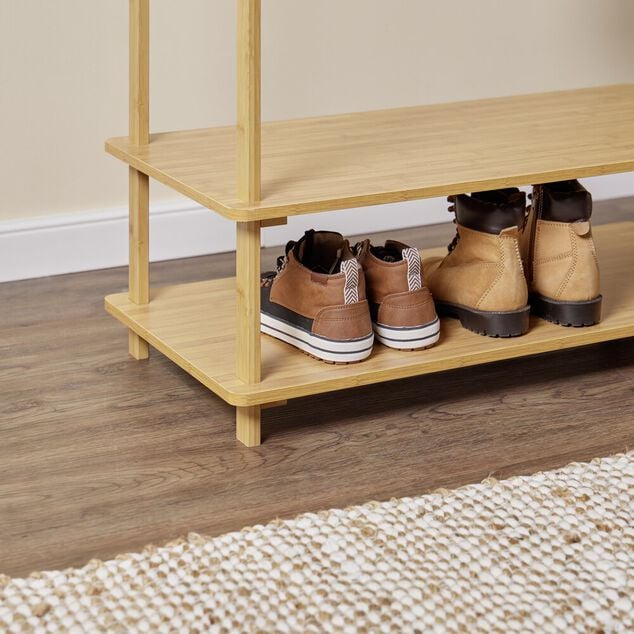 Penderie avec 2 étagères bambou marron