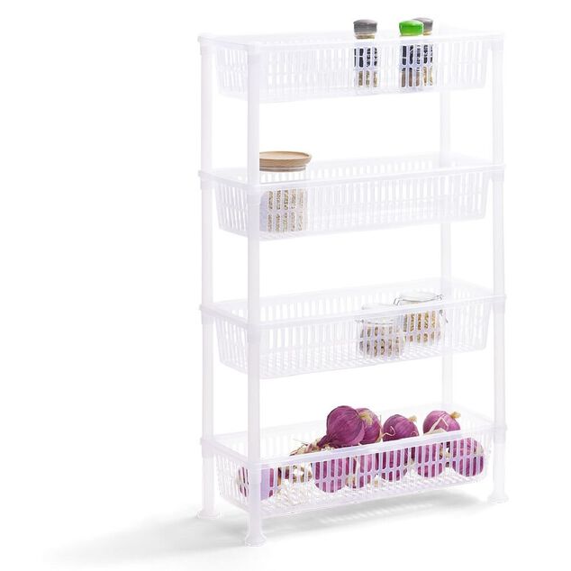 Desserte 4 niveaux plastique transparent 50x19,5xH82cm