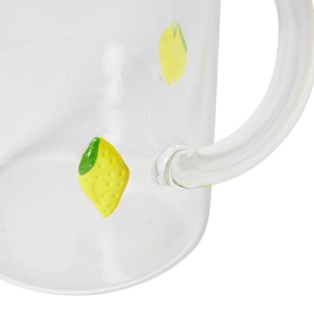 Carafe en verre transparent motif relief citron jaune &Oslash;10xH21cm