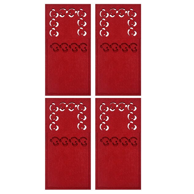 Porte-couverts en feutrine rouge x4
