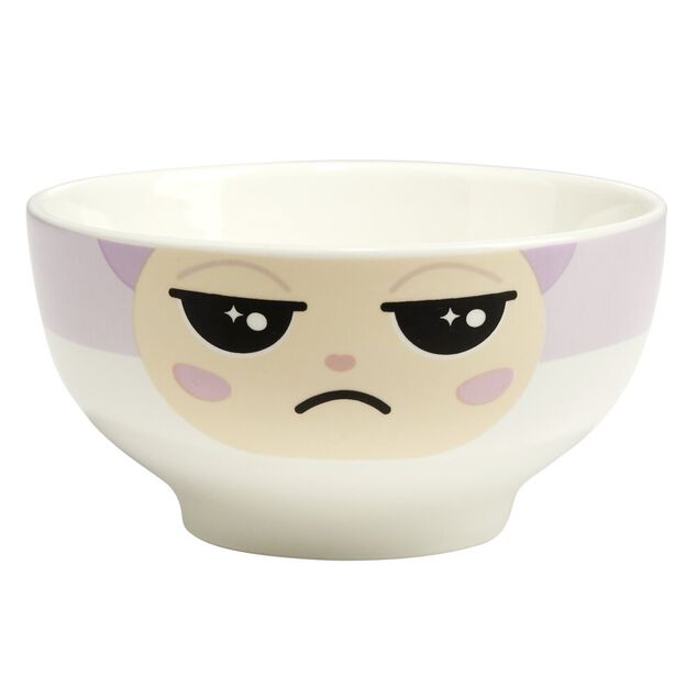 Bol et mug en c&eacute;ramique J'suis Pas Aigri motif Gromimis violet &Oslash;14xH14cm