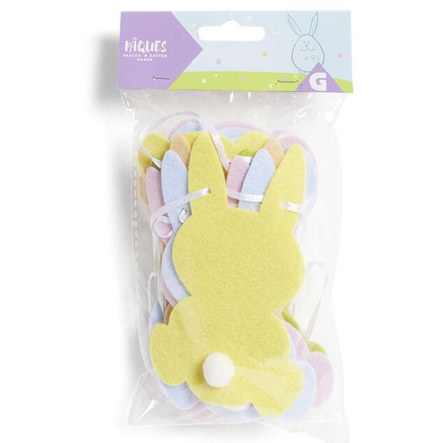 Guirlande de P&acirc;ques lapins en feutre avec pompons