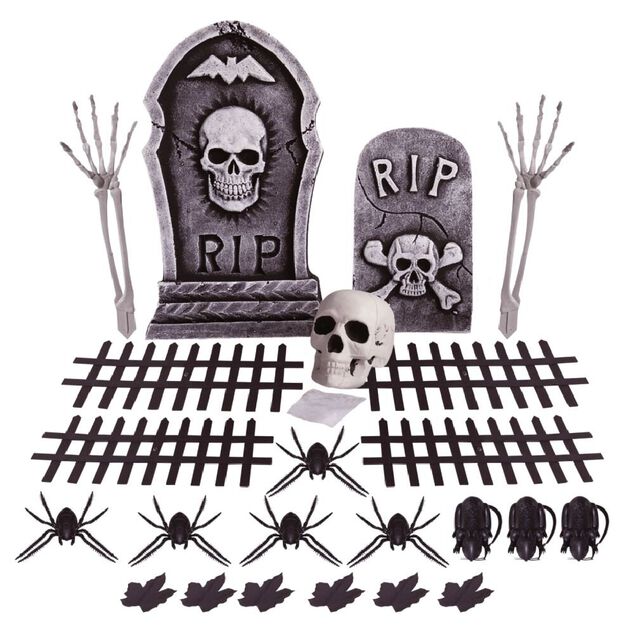 Kit d&eacute;coration cimeti&egrave;re Halloween 24 pi&egrave;ces