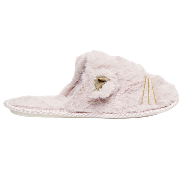 Pantoufles chaussons chat rose et dor&eacute; (3 tailles)