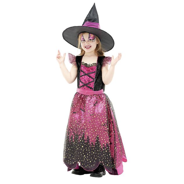 D&eacute;guisement enfant sorci&egrave;re &agrave; paillettes Halloween 4 &agrave; 6 ans
