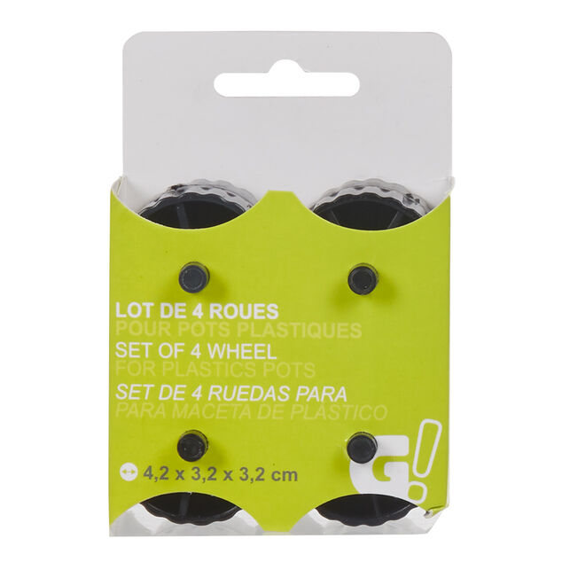 Set de 4 roues pour pot de jardin