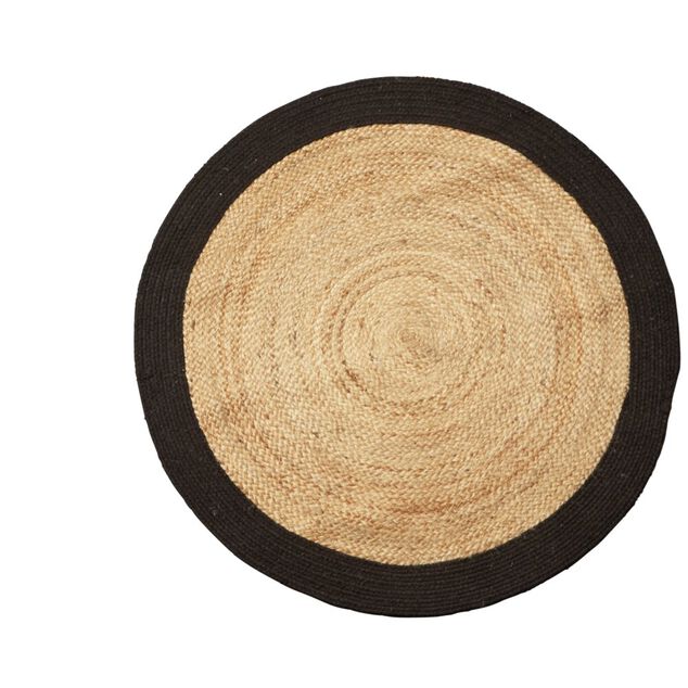 Tapis rond jute naturel contour noir &Oslash;90cm