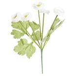 Piquet de 5 Chrysanthèmes blanches ouvertes en polyéthylène