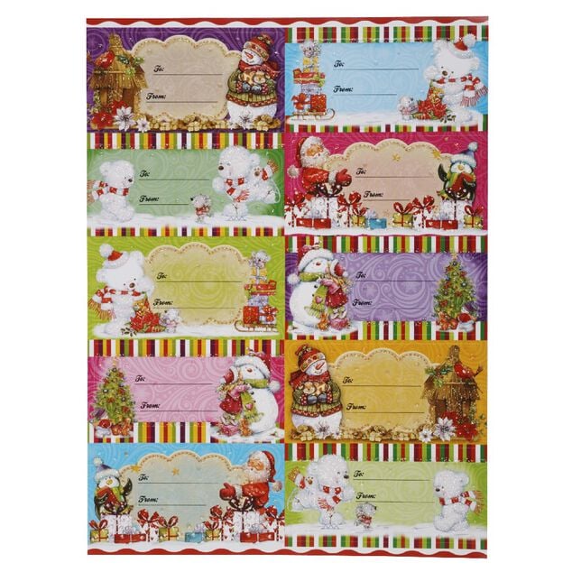&Eacute;tiquette paillet&eacute;e papier cadeau x10