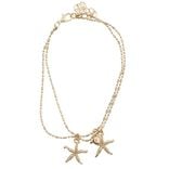Cha&icirc;ne cheville 2 rangs pampilles &eacute;toiles de mer m&eacute;tal dor&eacute; L11cm