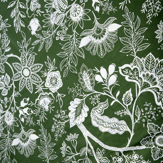 Parure de lit 2 personnes 220x240cm 2 taies 63x63cm coton floral vert