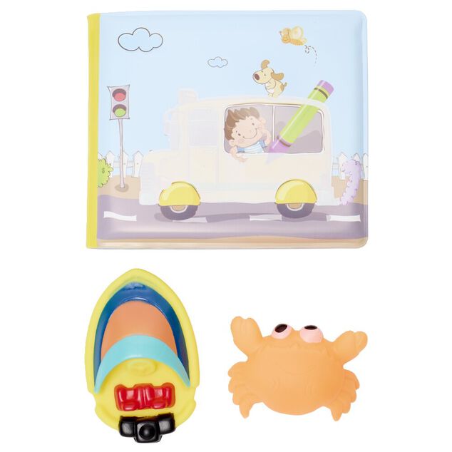 Livre de bain avec 2 jouets plastique (2 mod&egrave;les)