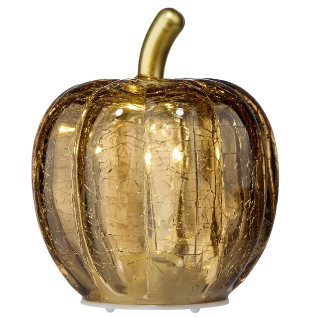 Citrouille d&eacute;corative automne verre &agrave; LED &Oslash;7,5xH9,5cm (4 mod&egrave;les)