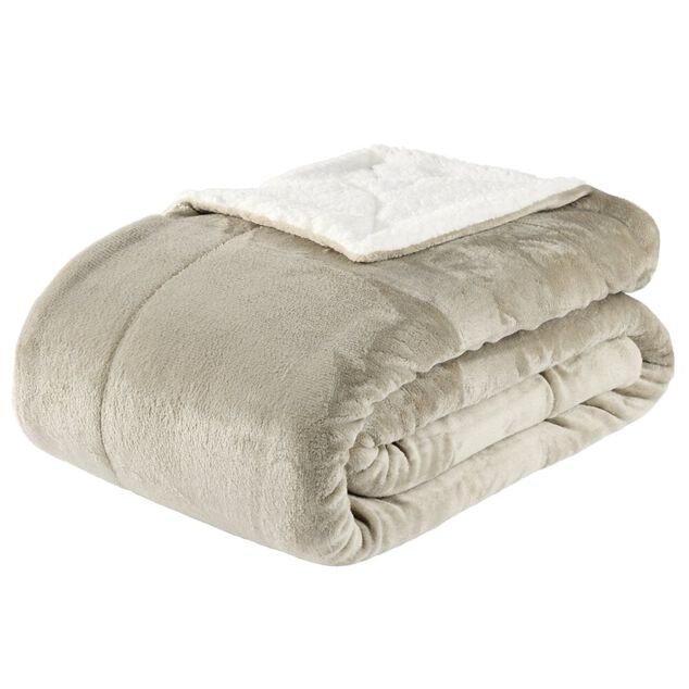 Plaid pilou XL uni L200X180 cm (4 mod&egrave;les blanc/gris/rouge/beige)