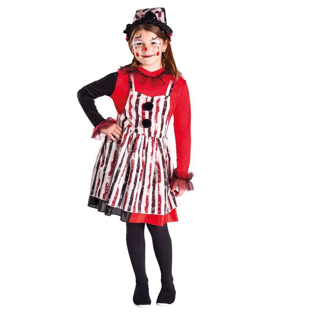 D&eacute;guisement enfant Halloween clown robe chapeau rouge noir 11/14ans