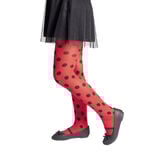 Collant enfant motif coccinelle rouge et pois noir Taille unique L65cm