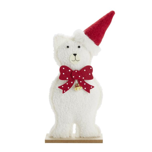 Décoration de Noël à poser ours bois blanc 15x6xH38cm