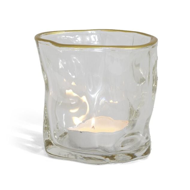 Vase verre froiss&eacute; transparent &Oslash;7,5xH7,7cm